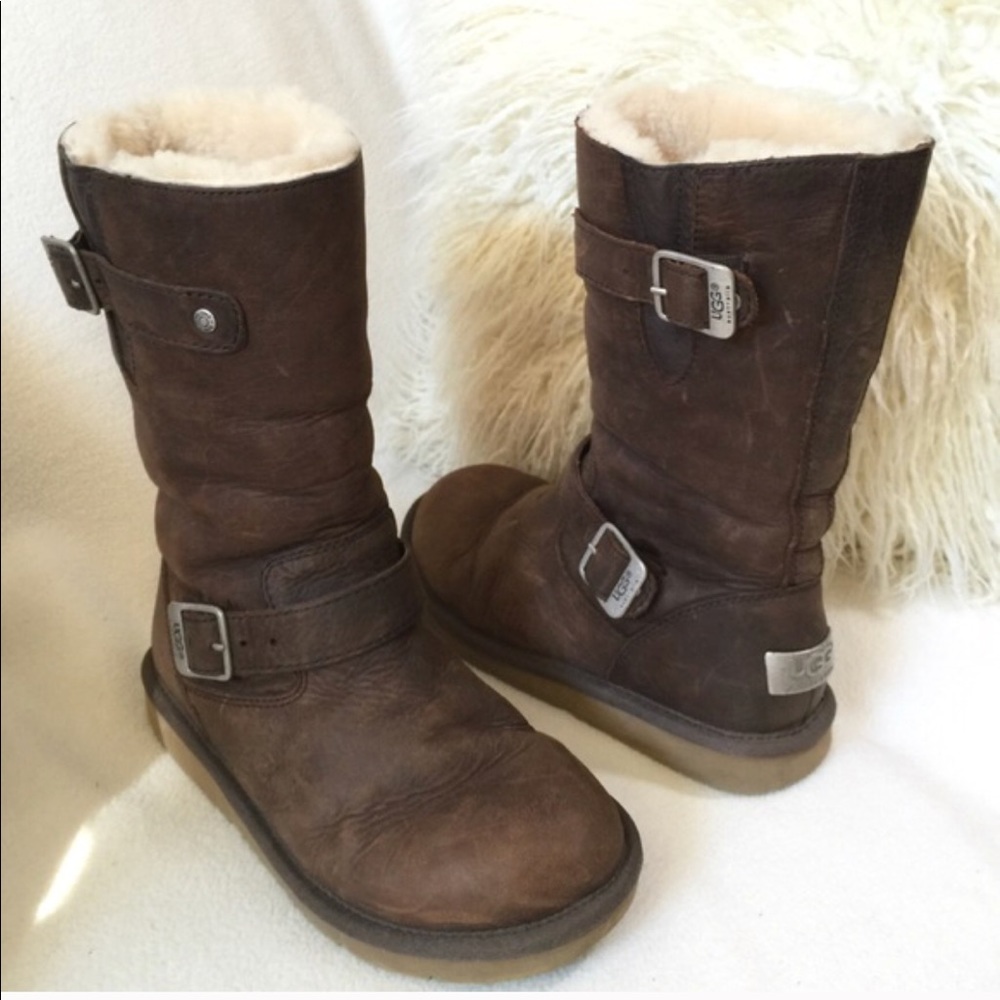 UGG Sutter distressed leather boot with buckle